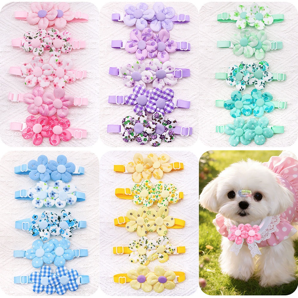 Dog Bandana Scarf - 10PCS Flower Shape Sweet Dog Bowties