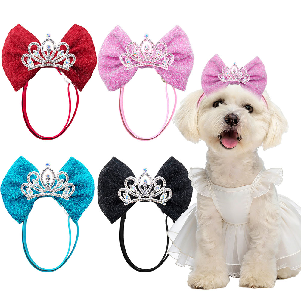 Dog Bandana Scarf - 1PC Diamonds Dog Hair Bows Elastic