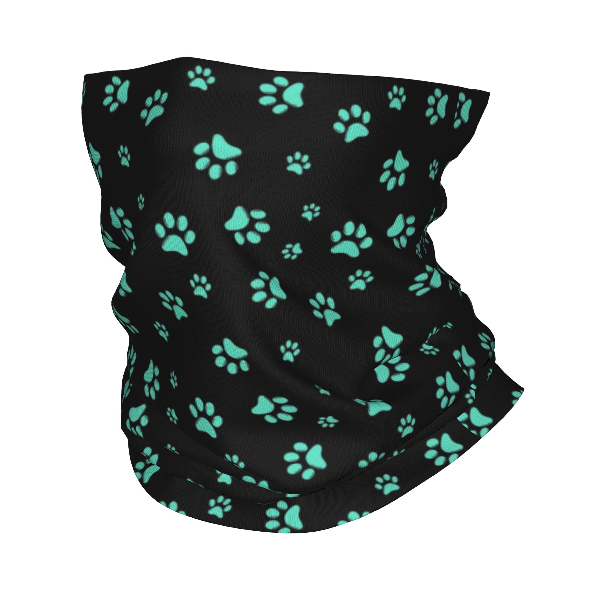 Dog Bandana Scarf - Custom Aqua Dog Paw Print Pattern