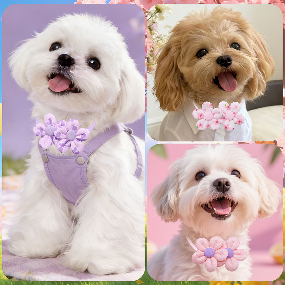 10PCS Flower Shape Sweet Dog B - Dog Bandana Scarf recension och pris